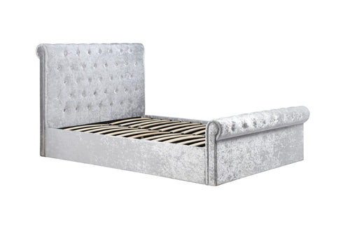 Sienna Fabric Side Ottoman Bed - Crush Velvet Steel